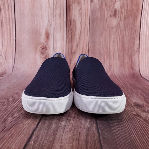 Rothys Womens Size 11 The Original Slip On Sneakers Navy Blue Knit Shoes - Picture 5 of 15
